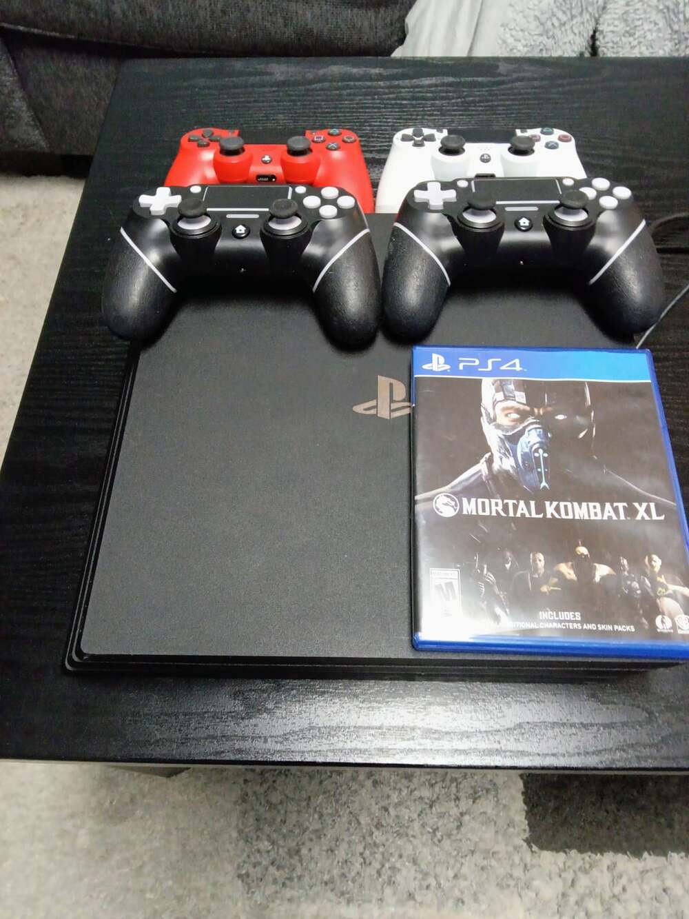 Sony PlayStation 4 Console Bundle with 4 Controllers and Mortal Kombat XL Game